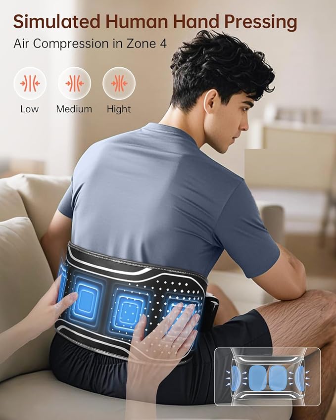 Lower Back Massager with Heat, Heating Pad for Back Pain Relief, Wrap Around Heating Pad with 4 Heat 3 Vibration, Adjustable Size, Touchscreen Control, Gifts for Women Men Mom Dad-Ruum Studio Home
