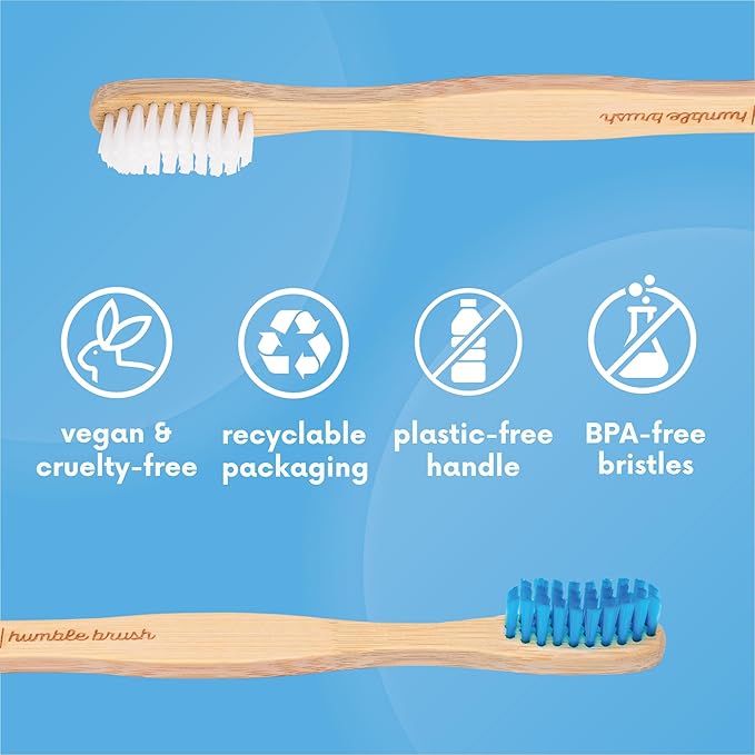The Humble Co. Bamboo Toothbrushes (5pk) – Toothbrushes for Superior Oral Care, Dental Hygiene, and Gum Care, BPA Free (Soft Bristles)-Ruum Studio Home