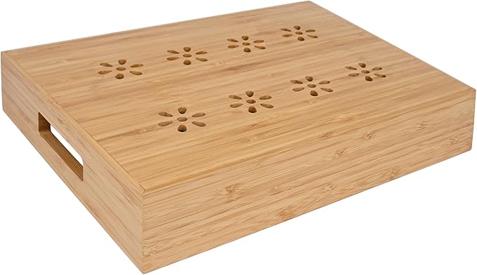 Natural Bamboo Storage Tray with 5 Custom Dividers, Deep Drawer Organizer for Kitchen, Small Cabinets, Home Office & Living Room-Ruum Studio Home