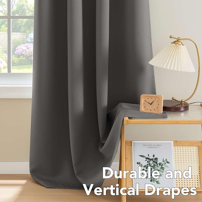 H.VERSAILTEX Blackout Curtains for Bedroom Thermal Insulated Room Darkening Living Room Curtains 84 Inch Long Grommet Privacy Protection Window Curtain Panels/Drapes, 2 Panels, Charcoal Grey-Ruum Studio Home
