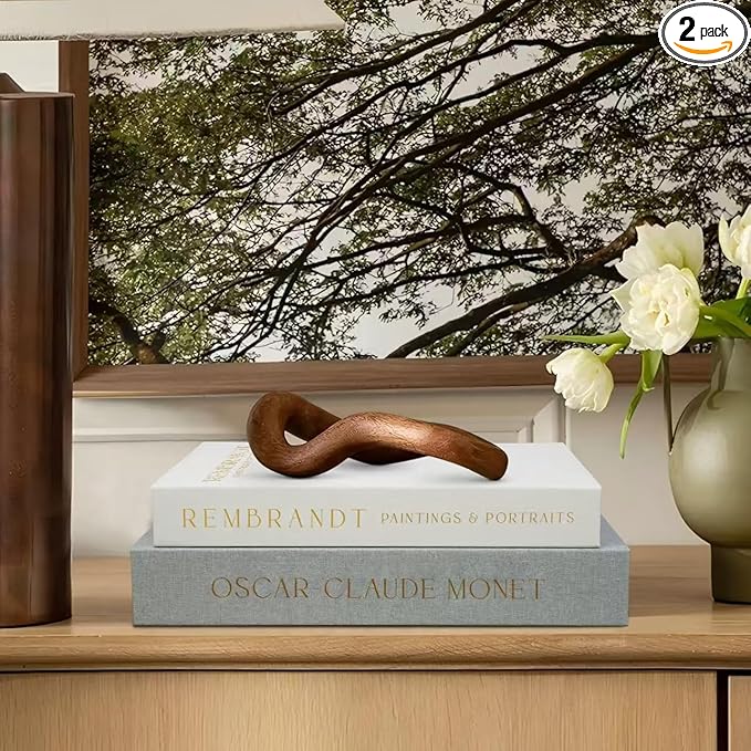 Linen Decorative Books for Home Decor,Set of 2 Aesthetic Faux Decor Book for Decoration,Fake Books for Bookshelf,Keepsake Storage Box (Sage & Beige)-Ruum Studio Home