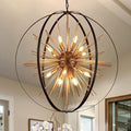 31.5" Black Gold 16-Light Globe Sputnik Chandelier Modern Industrial Adjustable Hanging Ceiling Firework Pendant Light Fixture for Entryway Foyer Stairway Bedroom Dining Living Room Hallway-Ruum Studio Home