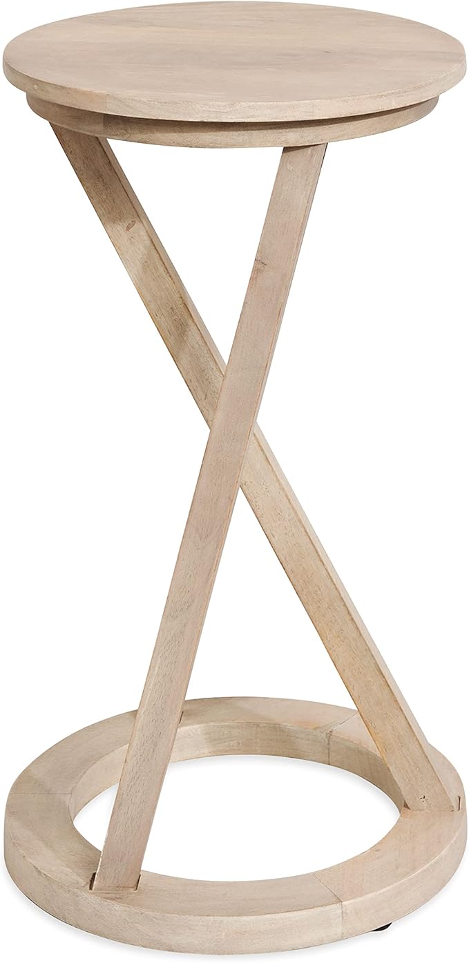 Kate and Laurel Aja Modern Round Side Table, 15 x 15 x 23, White, Decorative Modern Geometric Wood Bedroom Nightstand Table-Ruum Studio Home