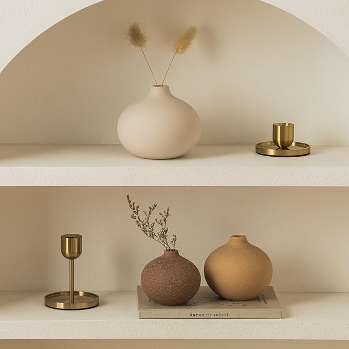 Ceramic Vase Set of 3, Bud Vases for Modern Farmhouse Home Decor, Cute Vases, Small Flower Vases for Dining Table Centerpieces,Living Room,Shelf,Mantel and Entryway Display-Ruum Studio Home