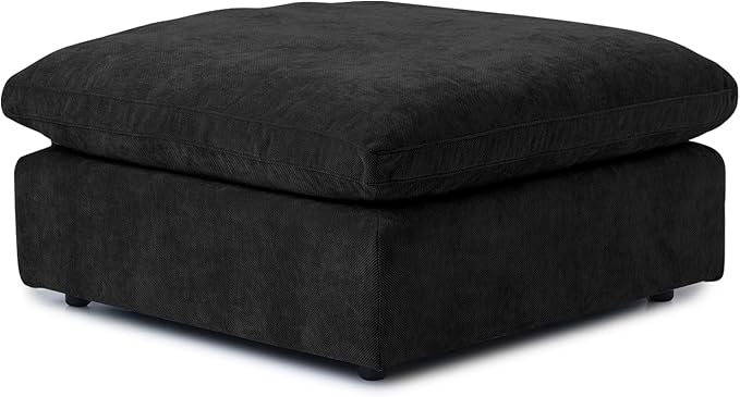 JACH Modular Ottoman Seater for Living Room, Cushion Covers Removable, Minimalist Comfy Footstool, Breathable Ottoman for Living Room Apartment (Black)-Ruum Studio Home