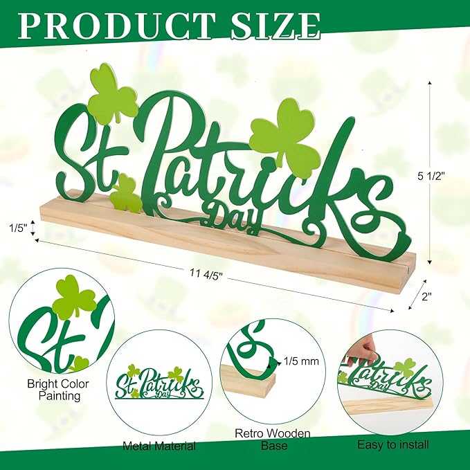 COCHIE Metal St. Patrick's Day Sign, St Patricks Day Decorations for Home, Office, Shelf, Mantel, Indoor, Shamrock Decoration, Saint Patrick Day Decor (Shamrock)-Ruum Studio Home