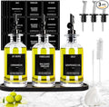 3PCS Olive Oil Dispenser Bottle For Kitchen, Soy Sauce Dispenser, Glass Oil and Vinegar Dispenser Set W. Wooden Tray & Labels & 3 Replacement Spouts, Coffee Syrup Dispenser-Ruum Studio Home