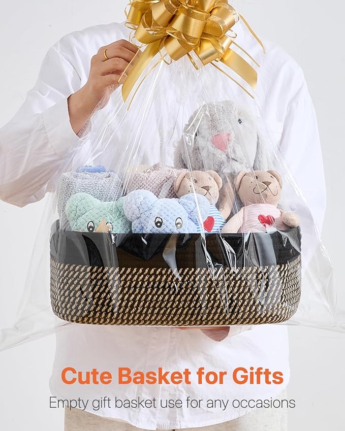 KALLAX Small Woven Basket, 13.5 x 9.5 x 5 Inches, Storage Basket for Organizing, Cute Small Rope Shelf Closet Cube Storage Bins Baskets for Shelves, Dog Toy Gift Baskets Empty, 3 Pack Black & Brown-Ruum Studio Home