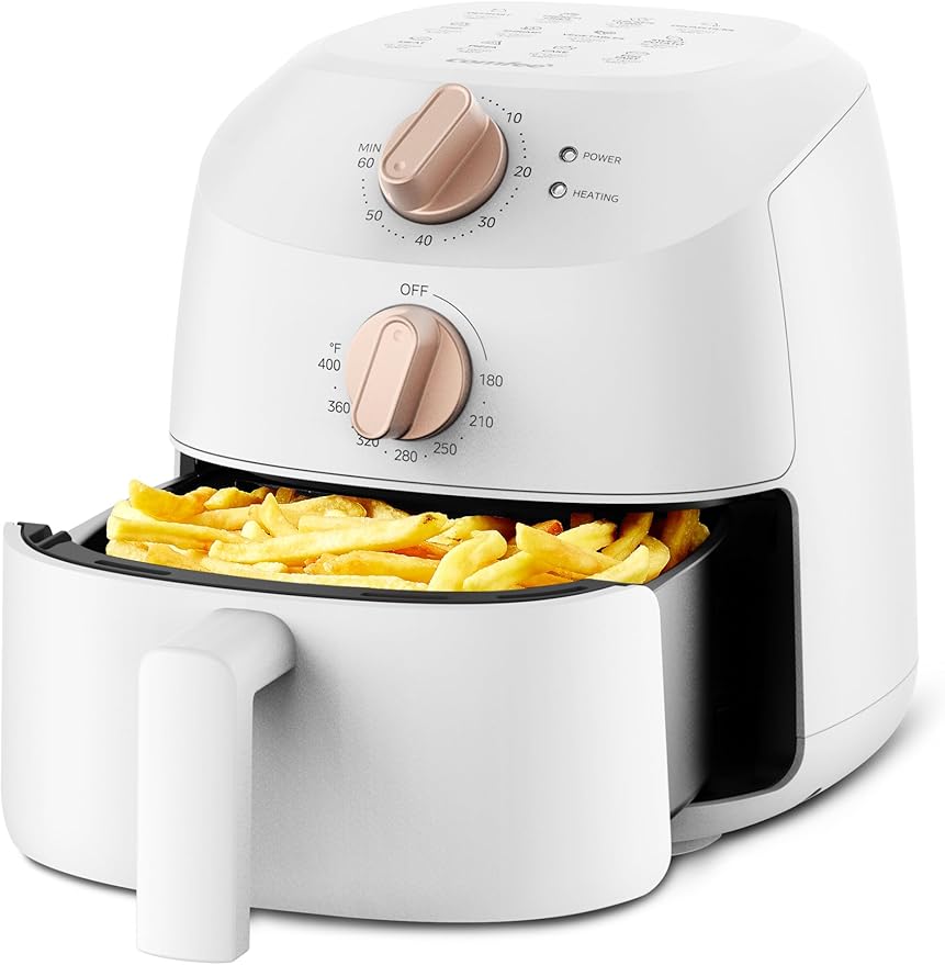 COMFEE' Compact 2.1 Quart Air Fryer with 12 Menu Options, Adjustable Timer & Temperature Control 180-400 degrees F, Dishwasher-Safe Nonstick Fry Basket with Stainless Steel Finish-Ruum Studio Home