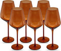 Saludi Original Dark Orange Leaf Wine Glasses, 16.5oz (Set of 6) Stemmed Single Color Rust Terracotta- Great for All Wine Types and Occasions or Gifts - Luxury, Durable, Hand-Blown-Ruum Studio Home