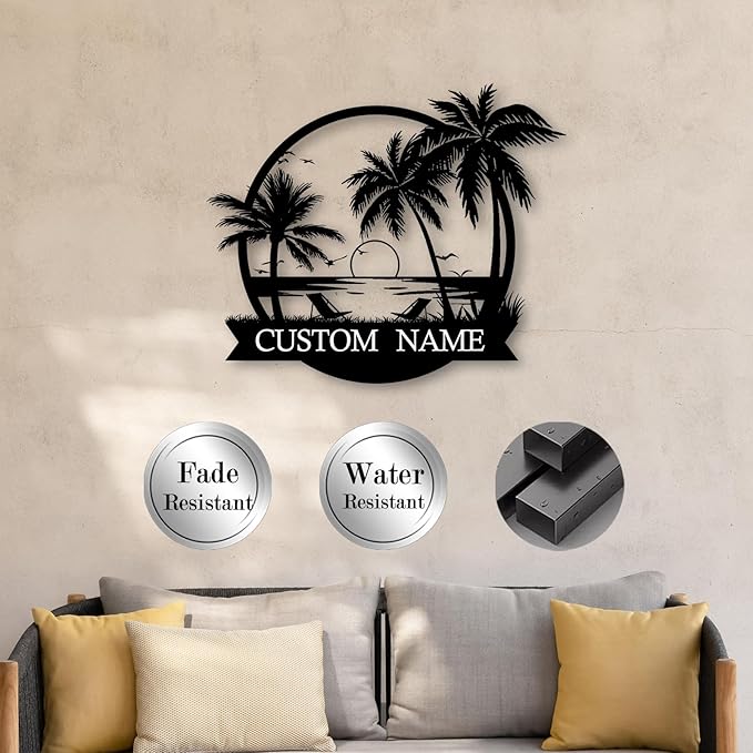 Custom Metal Beach Wall Art Sign - Personalized Size Outdoor/Indoor, Surfboard Decor, Lake House & Coastal Home Decor, Summer Gift - MADE IN USA-Ruum Studio Home
