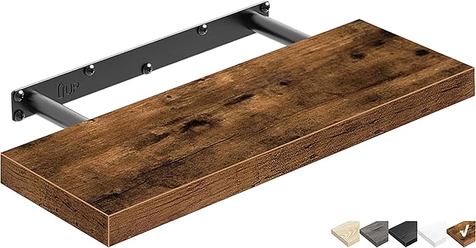 QEEIG Floating Shelf for Wall Bathroom Shelves Bedroom Kitchen Living Room Farmhouse Small Book Shelf 16 inch Set of 1, Brown (015-BN1)-Ruum Studio Home