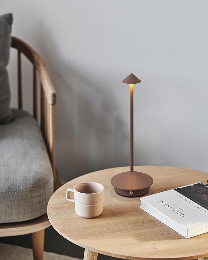 Modern Cordless Table Lamp Set of 2, Portable LED Desk Lamps, 5000mAh Rechargeable Battery Operated Lighting for Bedroom Dining Room Restaurant Coffee Shop Camping Night Light (Brown)-Ruum Studio Home