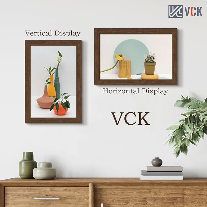 VCK 11x17 Picture Frame 3 Pack, Brown Wood Poster Frame with Exclusive Wood Grain, Wall Mounting Hanging-Ruum Studio Home