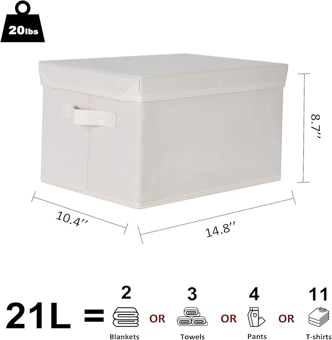 WUIKE 3 Pack Large Fabric Storage Baskets with Cover for Bedroom, Closet Storage Bins with Lids for Clothes, Towel, Blanket, Purse, Hats-Ruum Studio Home