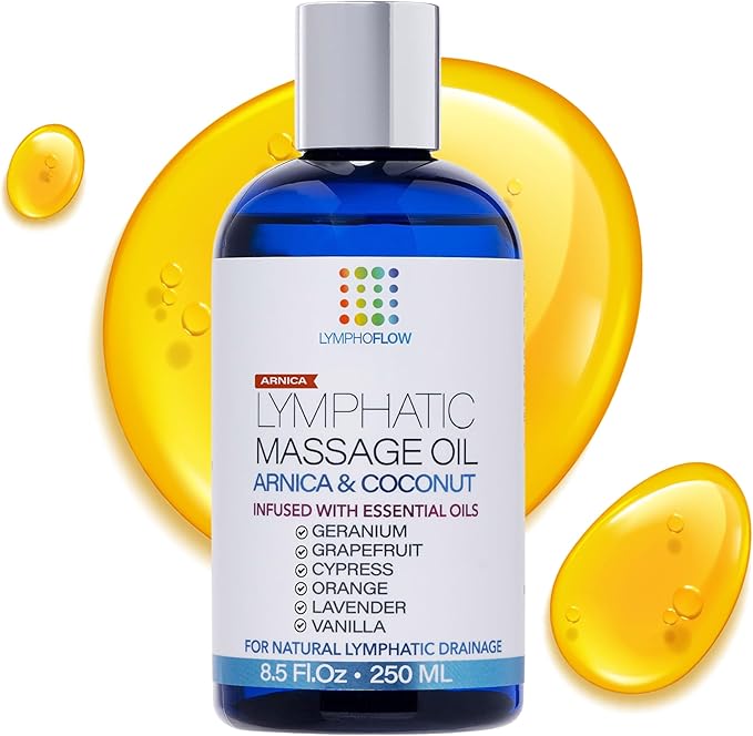 Lymphatic Drainage Massage Oil with Arnica Oil & Coconut for Post Surgery Recovery & Lymphatic Drainage Massager, Liposuction, 360 Lipo, BBL, After Tummy Tuck Surgery Items, Fibrosis Treatment, 8.5 Oz-Ruum Studio Home