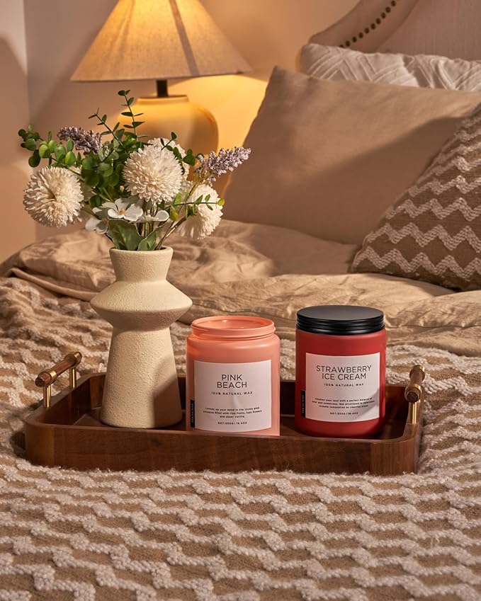 M&SENSE Pink Beach Sands Jar Candle, 19.4oz Pineapple Coconut Scented Natural Soy Candles for Home Scented, 110 Hour Burn Time, Home Decor Gift for Women, Friends, Family, Colleagues, Couples-Ruum Studio Home