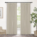 Macochico Pinch Pleated 100% Blackout Curtains Ivory White Linen Curtains for Bedroom Living Room Farmhouse Thermal Insulated Window Panels Pleated Curtains with Hooks and Tieback 52”Wx72”L 1 Panel-Ruum Studio Home