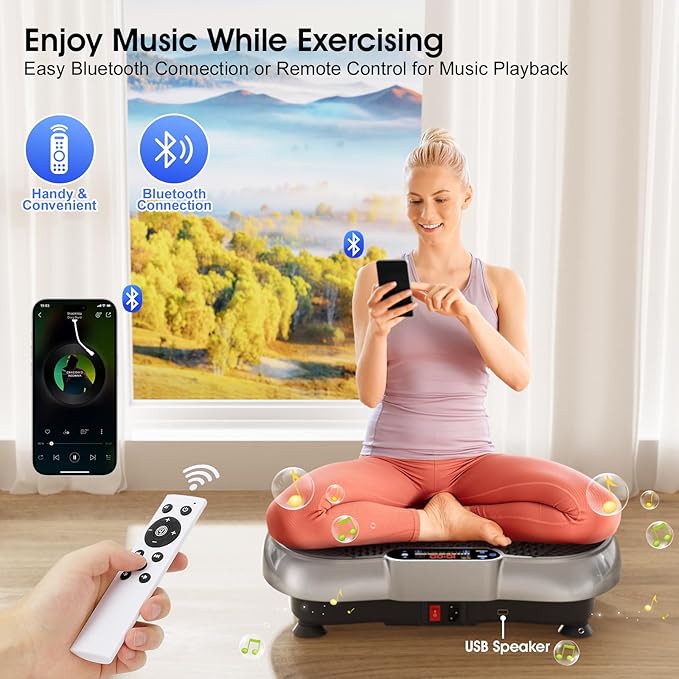 Vibration Plate Exercise Machine, 180 Speed Levels Vibration Plate for Lymphatic Drainage, Whole Body Workout Vibrating Fitness Platform, Effective for Weight Loss, Shaping, Toning & Wellness-Ruum Studio Home