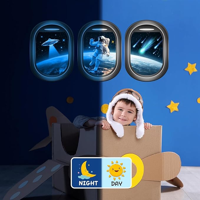 Quanhaigou Glow in The Dark 3D Space Wall Decals, Set of 3 Galaxy Window Stickers for Wall,Planet Themed Room Decor for Kids Boys-Ruum Studio Home