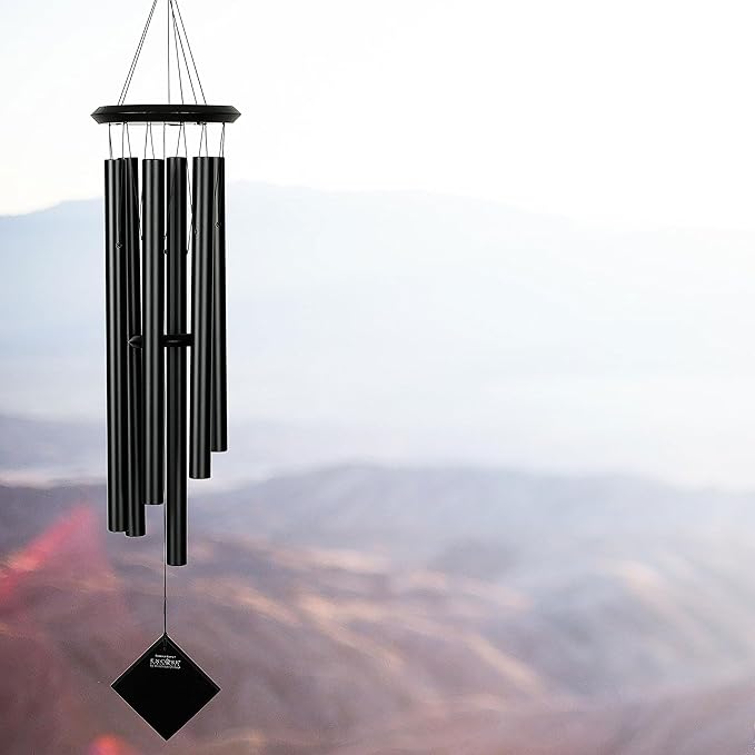 Woodstock Chimes Pluto Wind Chime for Outside 37" Black Wood Medium Tone Sound for Outdoor Garden, Patio, Porch Decor Gifts, Encore Collection, DCKK37-Ruum Studio Home