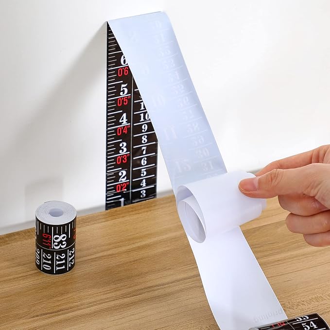 Tatuo Growth Chart Wall Labels Height Indicator Tape Ruler Growth Chart Decor Height Indicator Adhesive Ruler for Home Room Measuring (Black)-Ruum Studio Home