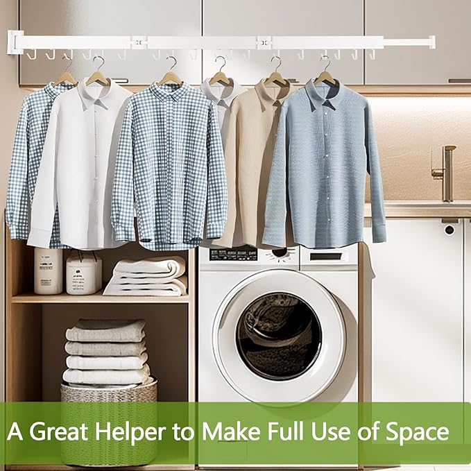 Clothes Drying Rack, Laundry Drying Rack Wall Mount, 3-Fold Wall Mounted Clothes Drying Racks for Hanging Clothes, Foldable & Sturdy Space Saver for Laundry Room -White-Ruum Studio Home