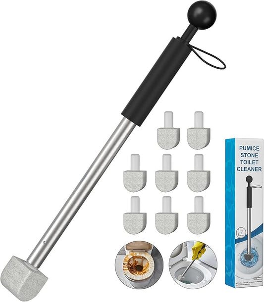 2025 New Pumice Toilet Cleaner 17inch with Handle - Toilet, Pool & Tub Hard Water Stain Remover (1handle+8pumice)-Ruum Studio Home