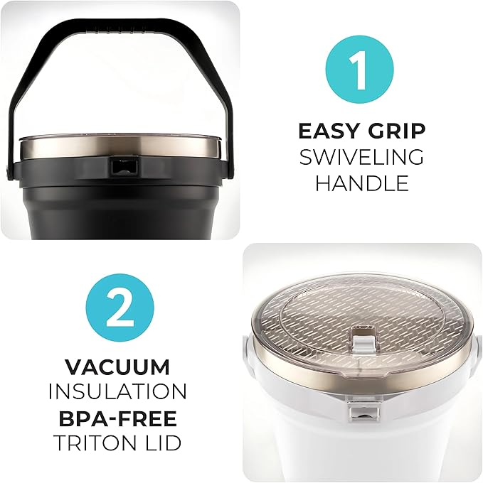 Large Insulated Ice Bucket with Lid – Stainless Steel Ice Bucket and Scoop – Ice Buckets for Parties, Bars – Ice Bucket with Lid and Scoop – Outdoor Ice Bucket, Cocktail Use (Natural Stainless)-Ruum Studio Home