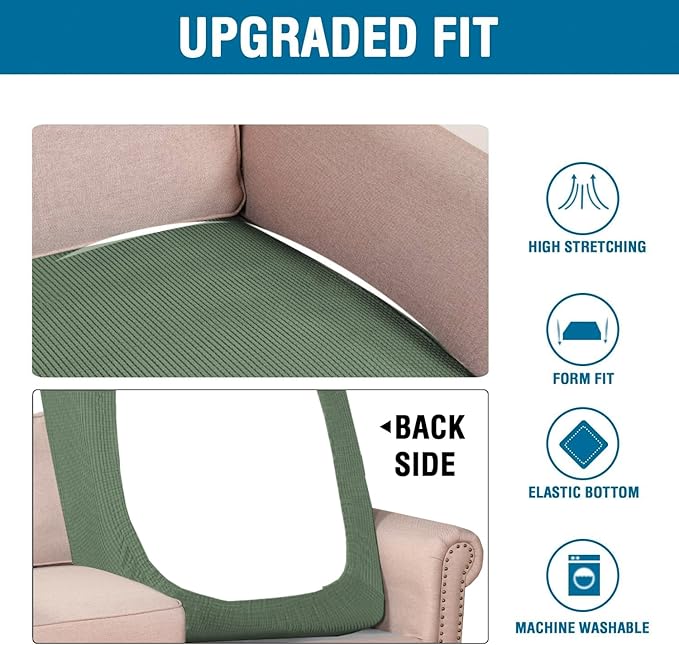 H.VERSAILTEX Super Stretch Individual Chaise Cover Sectional Couch Covers for L Shaped Sofa Both Left/Right Featuring Thick Jacquard Textured Twill Fabric (1 Piece Chaise Cover, Loden Frost)-Ruum Studio Home