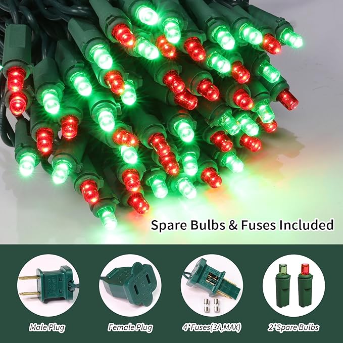 100 Count Red and Green - String Lights - 21.6FT LED Christmas Lights, Mini led Lights for Indoor Outdoor Home Holiday Party Wedding Independence Day Decoration-Ruum Studio Home