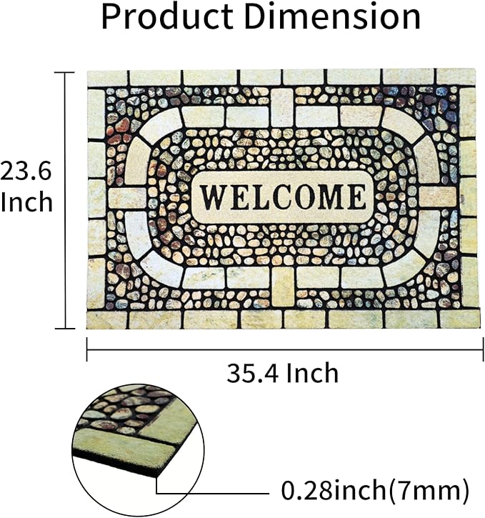Door Mat Welcome Mat, Heavy Duty Door Mat 23.6 x 35.4 Inch Front Door Mat Rug Doormat for Outdoor Entrance Home Non-Slip Rubber Rug for Front Door, Outside, Entryway, Patio (Yellow Welcome)-Ruum Studio Home
