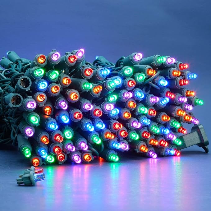 200 Count Multicolor Wide Angle LED Christmas Lights, 66 ft Green Wire UL Certified Commercial Grade 5mm Holiday String Light Set (Multicolor)-Ruum Studio Home