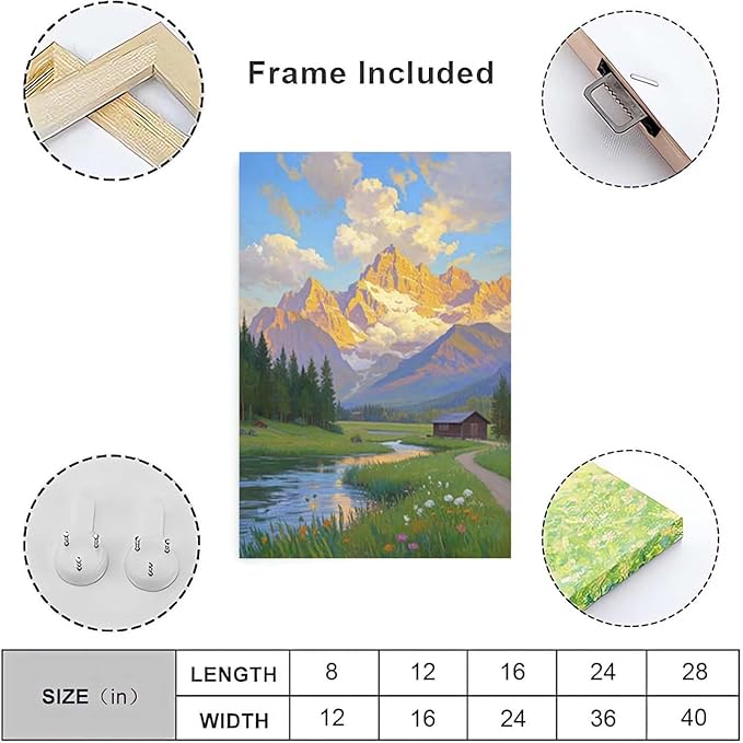The mountain stream and lawn scenery under the sun is suitable for posting in the living room bedroom office landscape poster wall painting-Ruum Studio Home