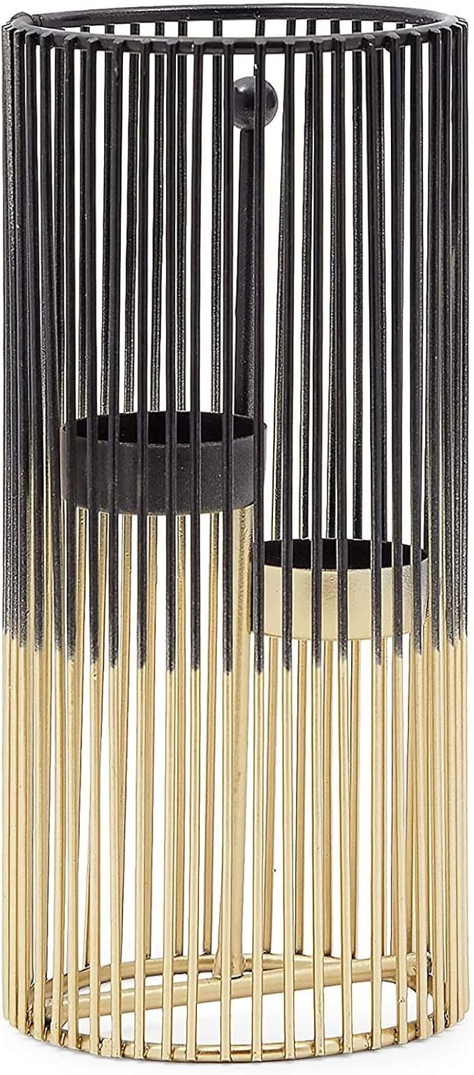 Juvale Set of 2 Black and Gold Geometric Candle Holders for Modern Table Decor (2 Sizes) - Black and Gold Candle Holder Set for Table Centerpieces-Ruum Studio Home