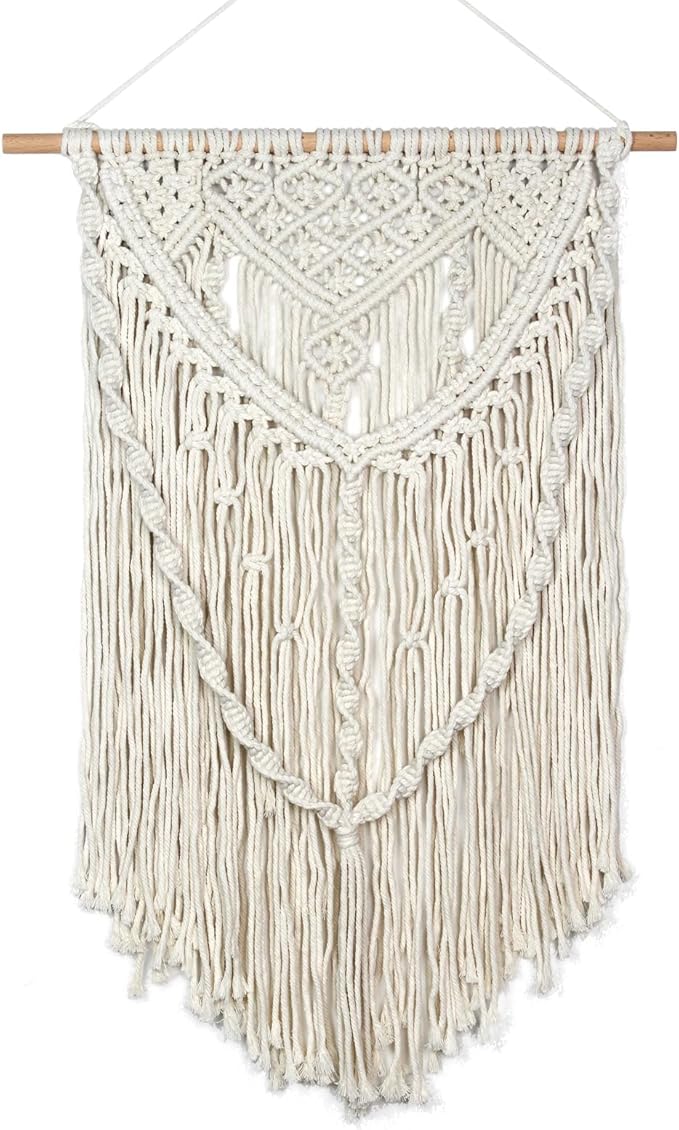 JONKASIPA Macrame Wall Hanging - Bohemian Handmade Woven Tassel Tapestry Chic Lace Hanging Home Decor,Macrame Wall Decor for Bedroom,Living Room or Apartment(White)-Ruum Studio Home