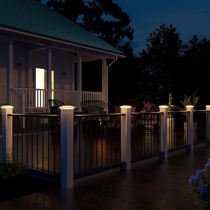 VOLISUN Solar Post Cap Light Outdoor Waterproof 4pack,Solar Fence - Post Lights for 4x4 5x5 6x6 Wooden/Vinyl Post,White Deck Cap Light Solar Powered with Warm White for Garden/Patio/Porch-Ruum Studio Home