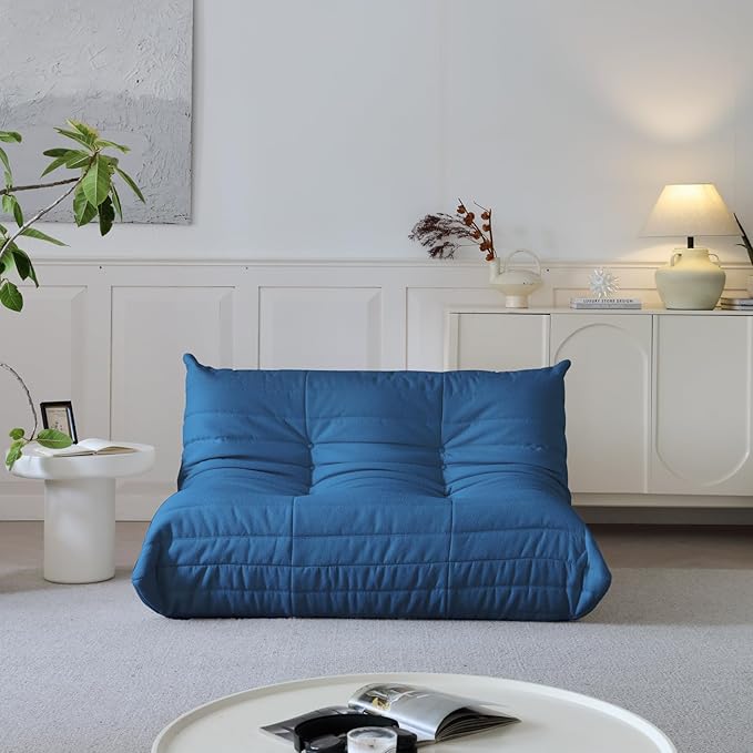 Luxury Sofa Couch Chair, Lazy Floor Seating, Fireside Bean Bag Chair, Ergonomic Tatami Sofa Lounger for Living Room, Bedroom, Office, Loveseat, Blue-Ruum Studio Home
