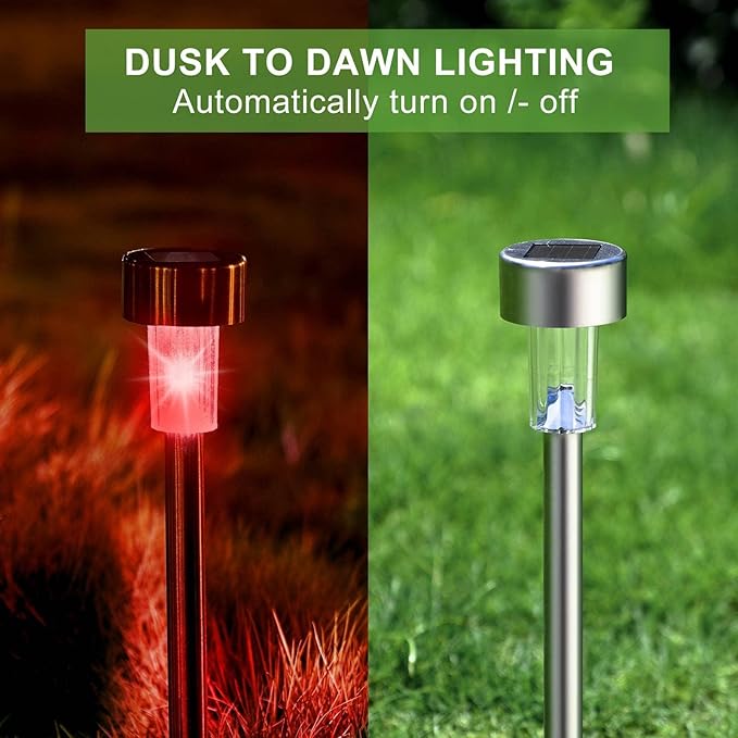 Solar Lights Outdoor Waterproof, Stainless Steel LED Landscape Lighting, Solar Garden Lights Solar Powered, Outdoor Solar Lights for Yard, Pathway, Walkway, Patio , Lawn - 16 Pack ( Multicolor )-Ruum Studio Home