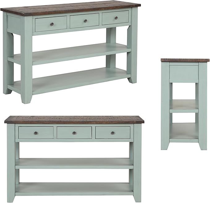 Farmhouse Wood Entryway Console Table 48-Inch Modern Sofa Entry Table with Drawers and Storage Shelves for Entrance Living Room (Green)-Ruum Studio Home