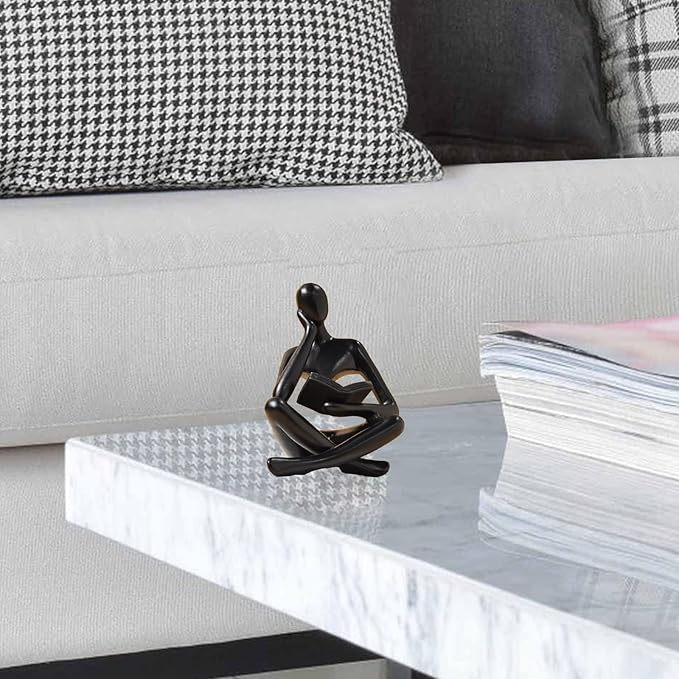 Bookshelf Decor Thinker Statue - Abstract Style Thinker Sculptures Modern Aesthetic Figurine Decoration Statues for Home Decor-Zuo Si-Black-Ruum Studio Home