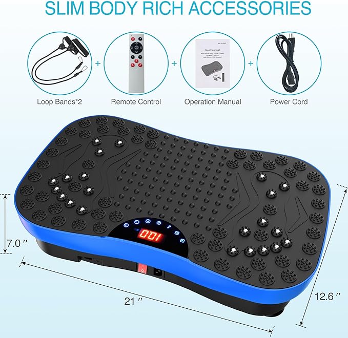 AXV Vibration Plate Exercise Machine Whole Body Workout Portable Mini Vibrate Fitness Platform Lymphatic Drainage Machine for Weight Loss Shaping Toning Wellness Home Gyms Workout (Mini)-Ruum Studio Home