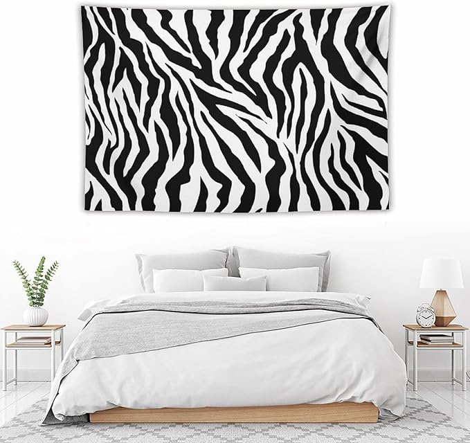 HZOHNAGO Zebra Print Tapestry Nature Wild Animals Black and White Stripe Printed Wall Tapestry Painting Wall Hanging for Bedroom Living Room Dorm 60" W x 40" H-Ruum Studio Home