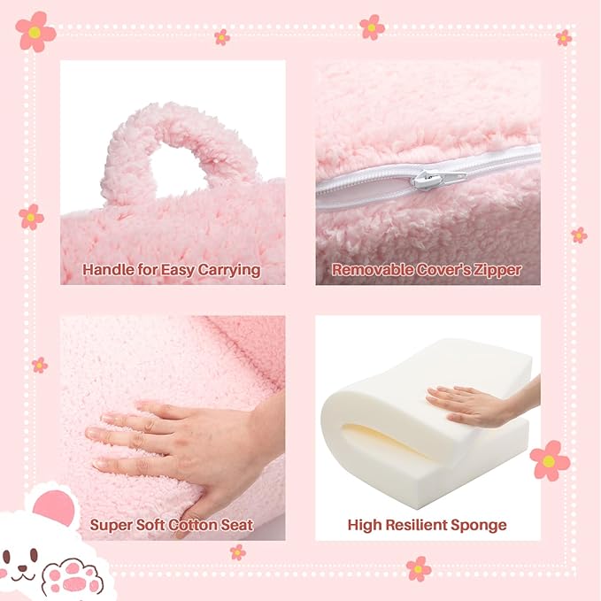 ALIMORDEN Kids Ultra-Soft Snuggle Foam Filled Chair, Toddler Cuddly Sherpa Reading Couch for Boys and Girls, Pink-Ruum Studio Home
