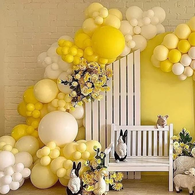 130pcs Pastel Yellow Balloons Different Sizes 18" 12" 10" 5" Light Yellow Latex Balloon Garland Arch Kit for Birthday Baby Shower Graduation Wedding Gender Reveal Party Decorations-Ruum Studio Home