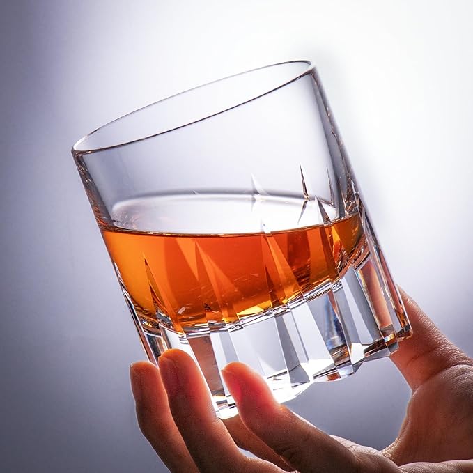 KAMMAK Crystal Whiskey Glasses Set of 2, Handcrafted 7.78oz Old Fashioned Glasses Stemless, Luxury Hand Blown Cocktail Glasses, Scotch Cup for Women, Men Gift for Bourbon Barware, Home Bar-Ruum Studio Home