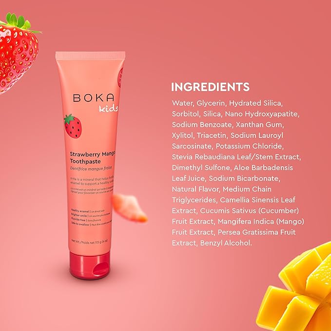 Boka Fluoride Free Toothpaste Nano Hydroxyapatite Toothpaste - Orange Cream, Watermelon Mint, Strawberry Mango Flavor, 4 oz 3Pk US Manufactured-Ruum Studio Home