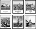 ELEVENSPACE Black And White Wall Art Decor,New York, London, Tokyo, Paris, Eiffel Tower Wall Decor Art,Modern Boho Wall Art for Living Room Bedroom Prints Poster,8x10 Inch Set of 6,Unframed-Ruum Studio Home