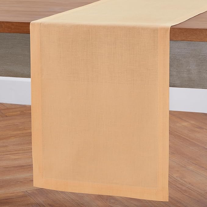 Solino Home Linen Peach Table Runner 60 Inches - 100% Pure Linen Short Table Runner 14 x 60 Inch Ideal for Dresser and Coffee Tables - Fete-Ruum Studio Home