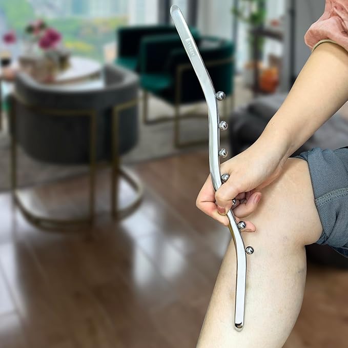 BYYDDIY Steel Muscle Scraper Stick with Steel Balls for Lymphatic Drainage,Body Massage, Release Myofascial Trigger Points Reduce Muscle Soreness Tightness Leg Cramps for Physical Therapy (Mz)-Ruum Studio Home